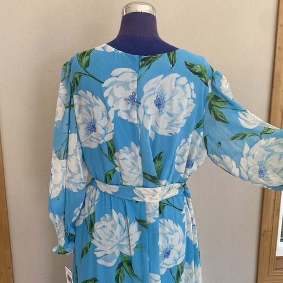 Taylor Plus Size V-Neck Long Sleeve A Line Maxi Dress - Sky Blue Lavender -16W - Picture 7 of 8